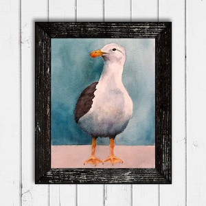 Sea Gull Watercolor Print, Coastal Bird Print, 4x6, 5x7, 8x10, 11x14 Print, Beach Painting, Nautical Theme