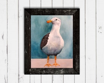 Sea Gull Watercolor Print, Coastal Bird Print, 4x6, 5x7, 8x10, 11x14 Print, Beach Painting, Nautical Theme