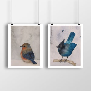 Set of 2 Bird Watercolor Paintings, 5x7, 4x6, 8x10, 11x14 Watercolor Print, Bird Pictures, Nature Wall Decor