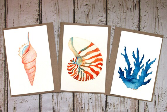 A Day at the Beach Stationery Cards Set of Three 5x7