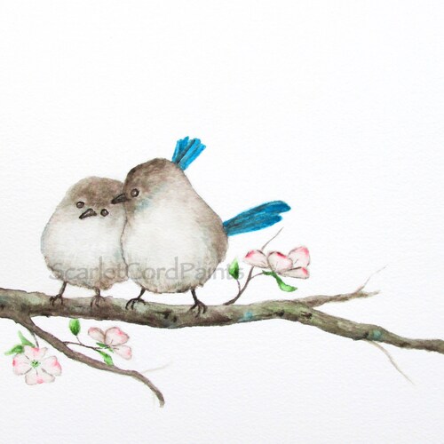 Bird Watercolor Print 4x6 5x7 8x10 11x14 Print Blue Bird - Etsy