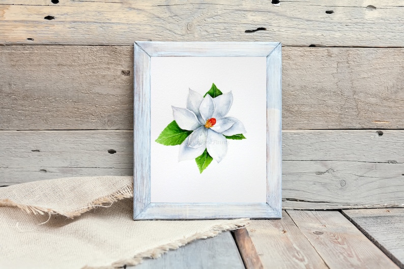 Magnolia Flower Print 11x14 Watercolor White Flower Painting 8x10 Floral Decor Botanical Art Wall Decor 4x6 5x7 Print,