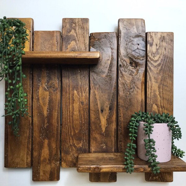Pallet shelf, wooden shelving, rustic wood, reclaimed wood, display shelf, upcycled