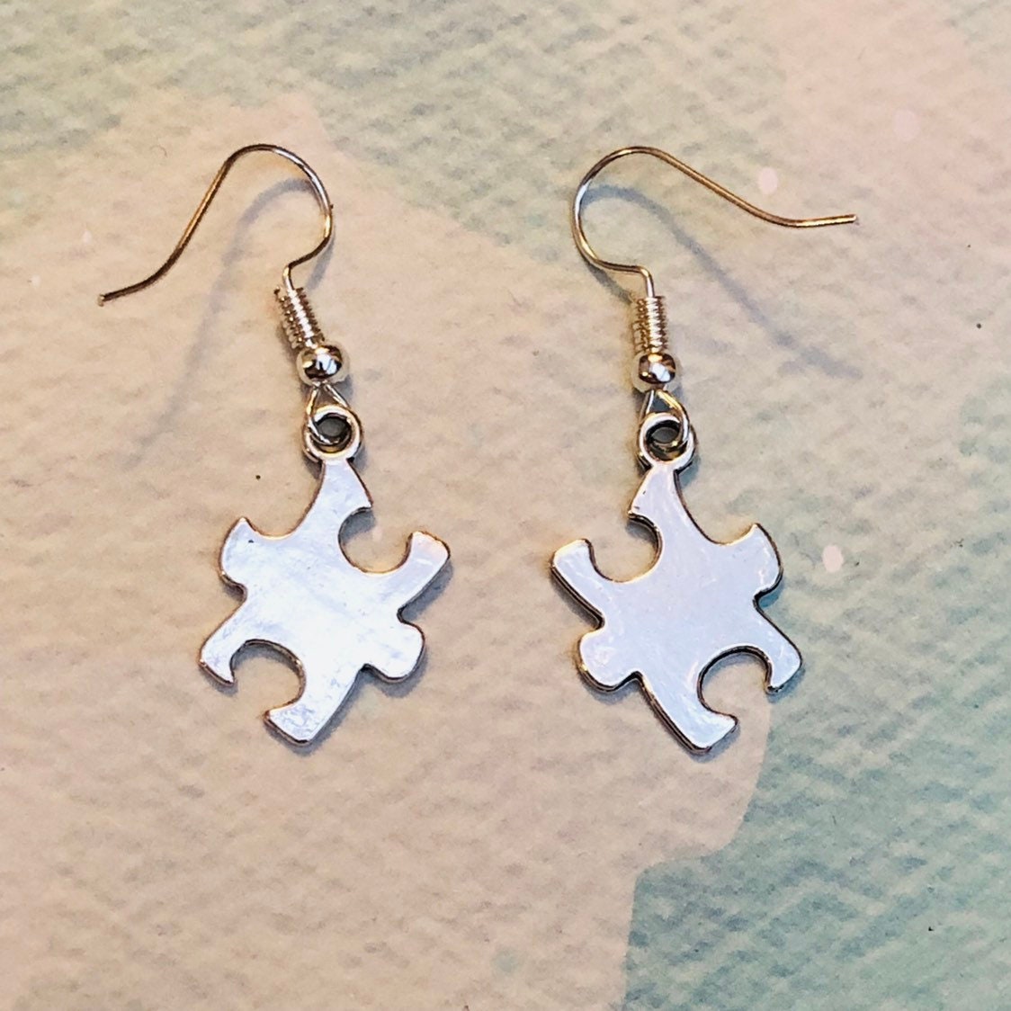 Jigsaw Earrings Jigsaw Piece Earrings Autism Awareness Etsy
