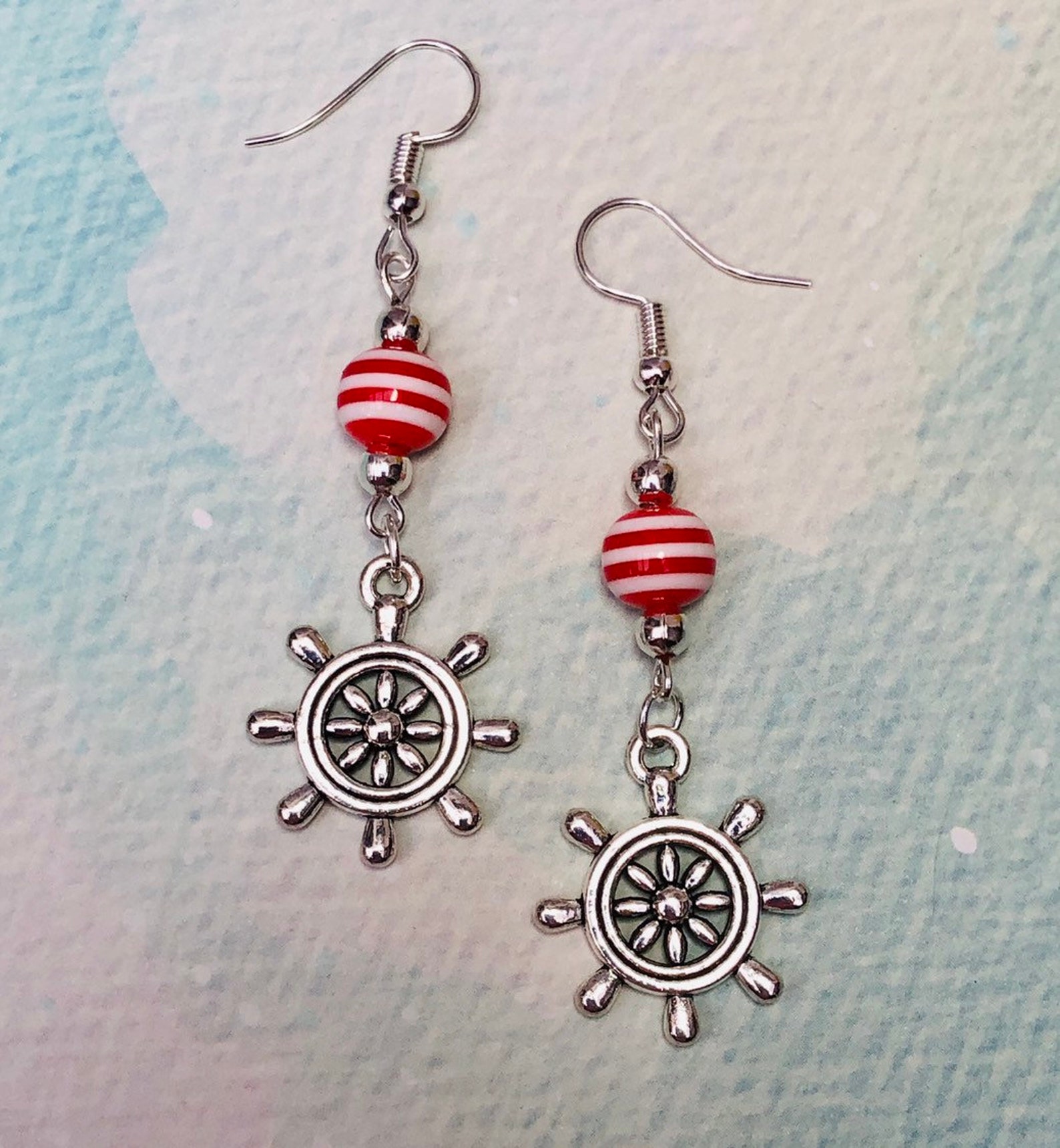 Nautical Earrings Ship's Wheel Earrings Beach Earrings - Etsy Nederland