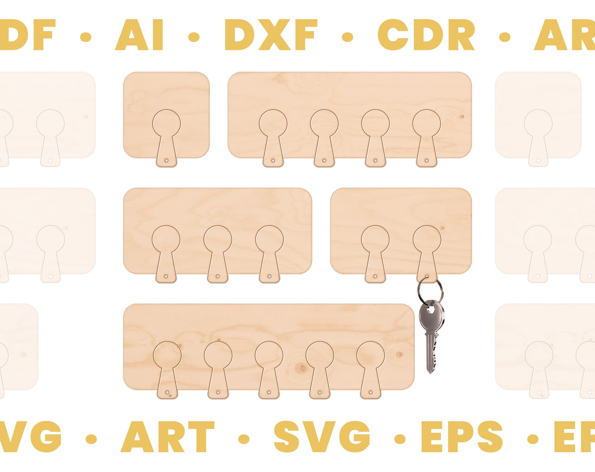 Key holder for wall Laser cut template Cnc router file Etsy