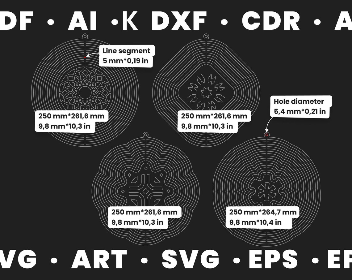 Wind Spinner Cnc File Plasma Dxf Files Wind Spinner Set Svg Etsy