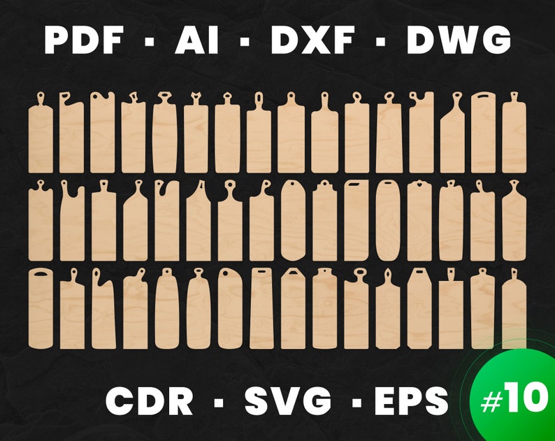 Cutting kitchen boards set svg 10 Cnc files for wood Lazer | Etsy