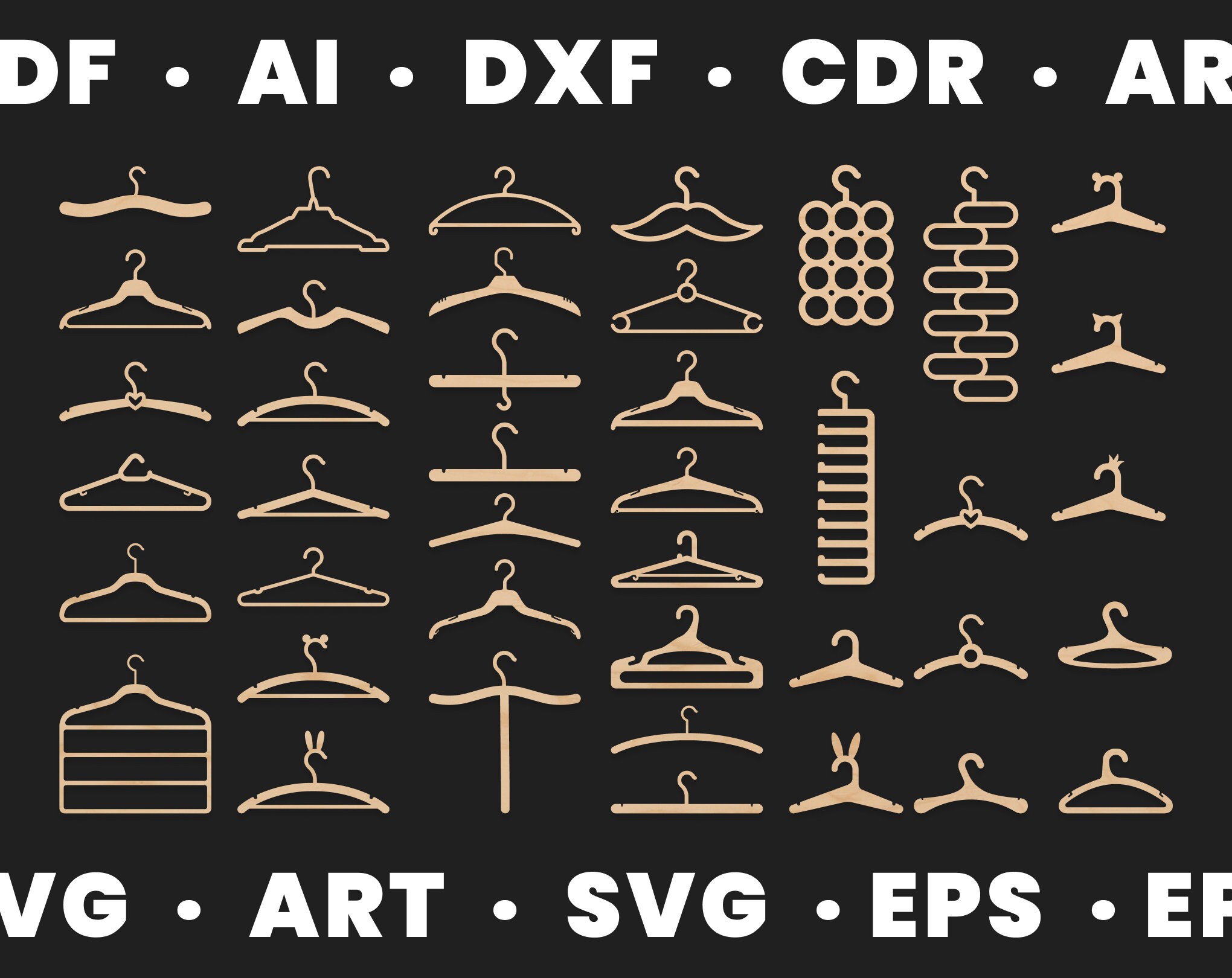 Tie Hanger SVG Laser Cut Files Coat Hanger Svg Baby Hangers Etsy