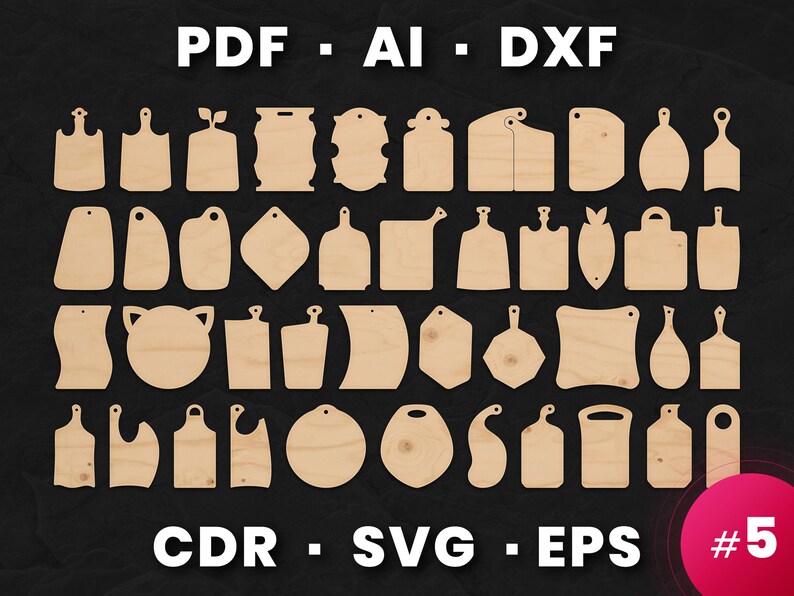 CUTTING BOARD SET 5. Laser cut template. Cnc cutting file. | Etsy