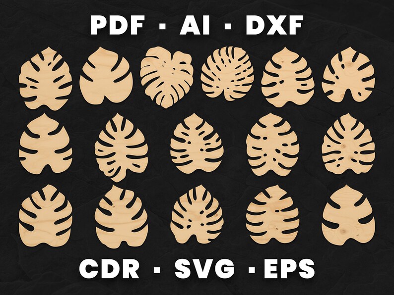 Download Monstera leaf Leaves svg Coaster Set Jungle svg Laser cut ...