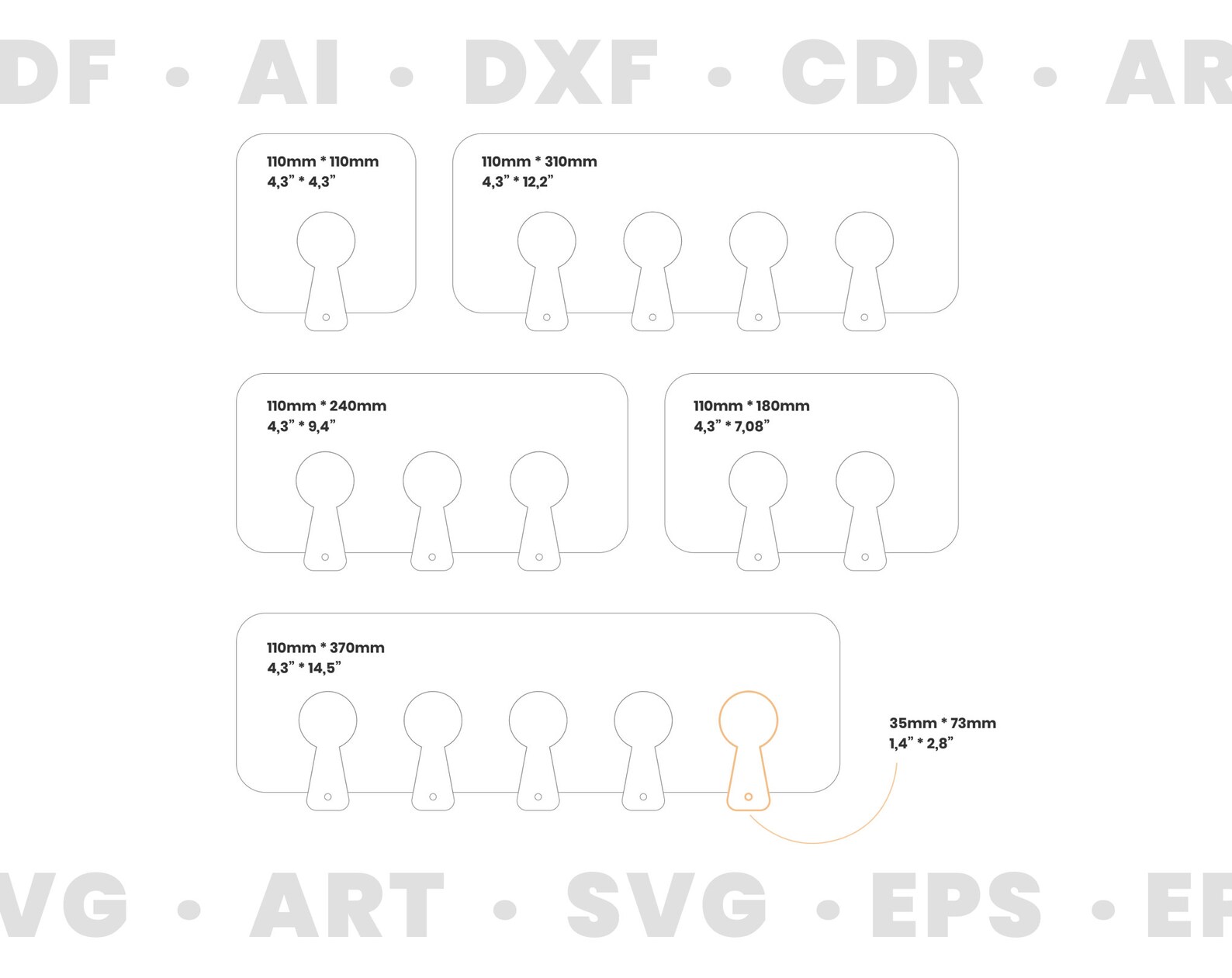 Key holder for wall Laser cut template Cnc router file Etsy