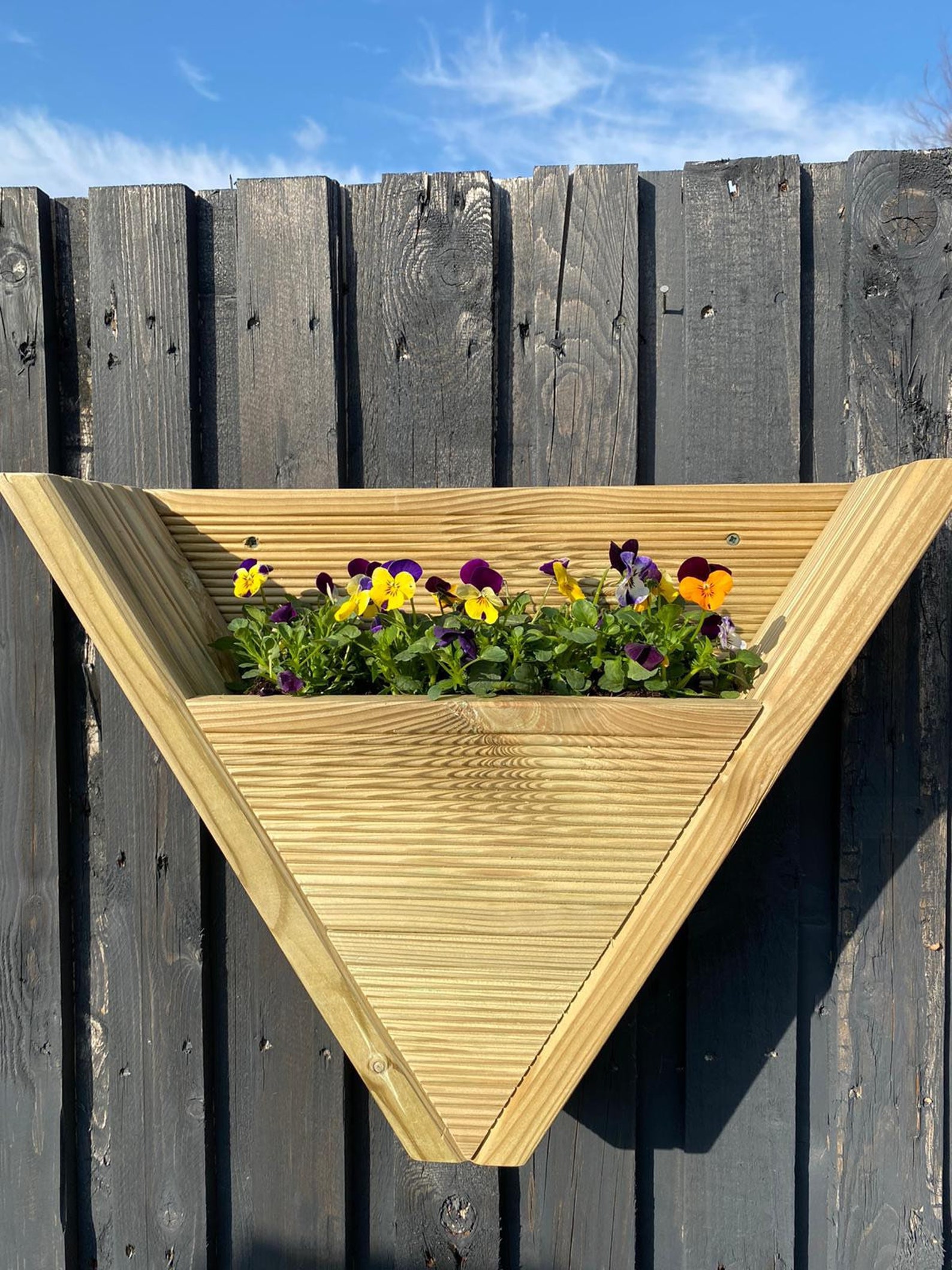 Wooden Garden Wall Planter Handmade hanging herbs flowers Etsy