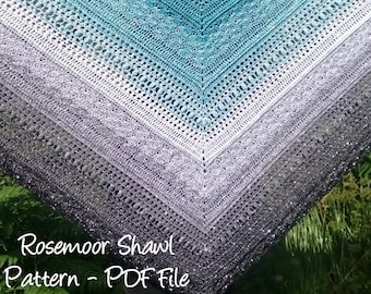 Rosemoor Shawl Crochet Pattern PDF, Crochet Shawl, handmade, Shawl, Wrap, Crochet Project, DIY,