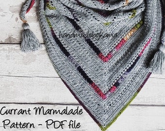 Currant Marmalade Crochet Shawl Pattern PDF, crochet shawl, handmade, crochet pattern, present, DIY shawl, crochet wrap, triangle shawl