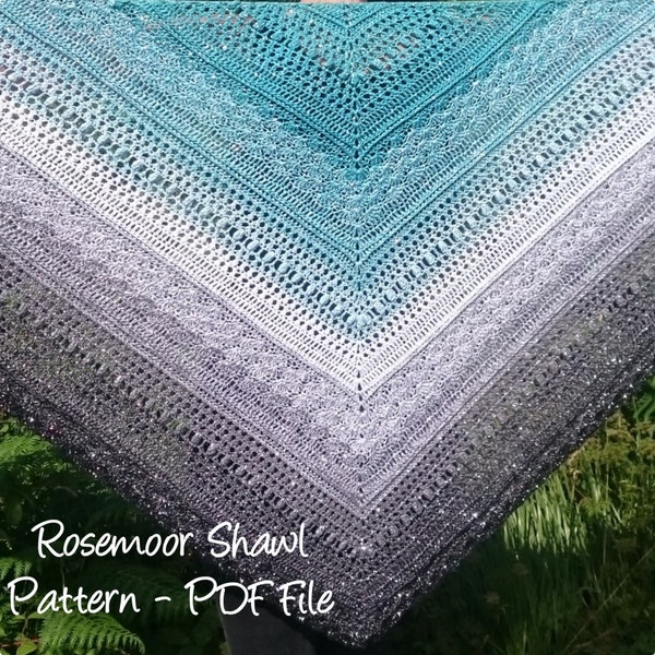 Rosemoor Shawl Crochet Pattern PDF, Crochet Shawl, handmade, Shawl, Wrap, Crochet Project, DIY,