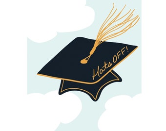 Hats Off Graduation Card - Graduation Cap - Greeting Card