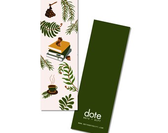 Cozy Autumn Bookmark | Books | Reading | Plants | Acorns | Coffee | Tea | Reading | Book Club | Party Favor | Booklover | Teacher Gift