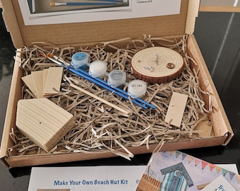 Knutselset strandhut in doos: houten model zelf maken