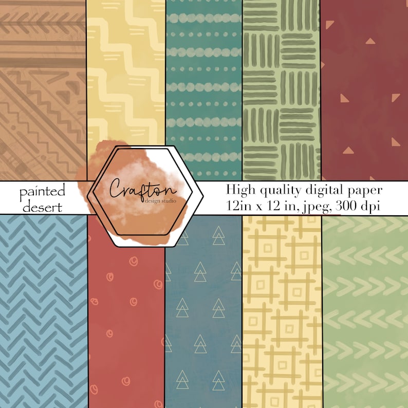 Painted Desert Digital Paper Pack of 10 Earth Tones Fall - Etsy