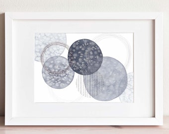 Original Abstract Art for Modern Home Decor, Stitched Watercolor Painting."Raindrops"