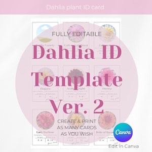 Dahlia ID Vorlage Ver. 2, Größere Schrift - Canva Template Sofort Download