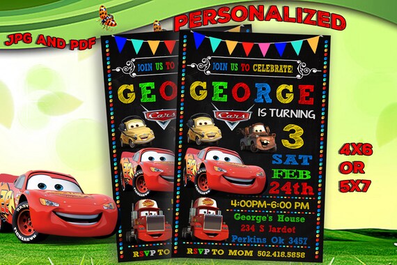 cars birthday invitations cars invitation lightening mcqueen etsy mcqueen birthday invitations