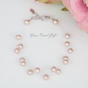 Dainty Pearl Bracelet Pearl Link Bracelet Sterling Silver Bracelet Dainty Pearl Jewelry Pearl Bracelet Bridesmaid Freshwater Pearl Bracelet