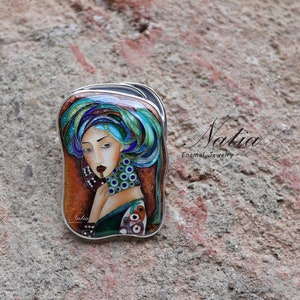 Unique Georgian cloisonne enamel / Woman Brooch-Pendant / Pendant for necklace  / Handmade hot enamel / Sterling silver 925 /  Gift for her