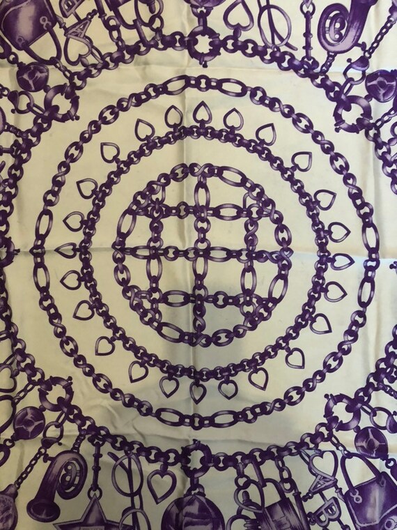 Large Silk Scarf Purple Violet Circle patterns 89