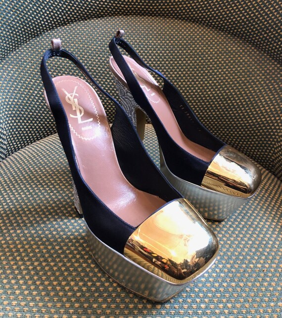 yves saint laurent gold sandals