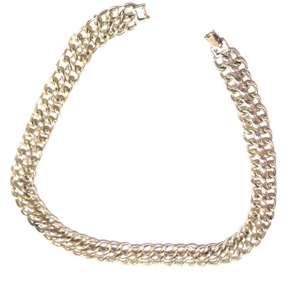 Vintage 70's Silver Large Chain Link French Choker