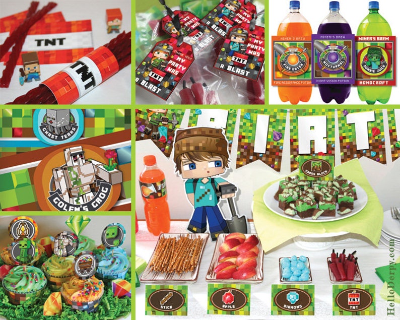Mine Party Bundle Buffet Cards Tnt Licorice Wraps Banner Etsy