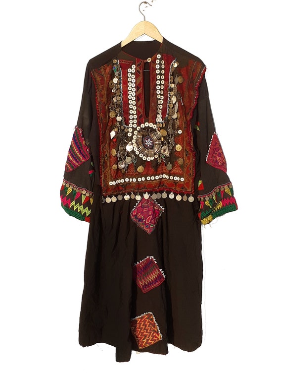 Afghani Hand embroidered Vintage tribal Dress, Afg