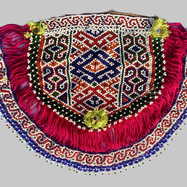 Banjara patch with beautiful handmade beads work vintage patch Tribal Beaded Banjara patch denim jacket embellishment,Ethnic Triangle Patch