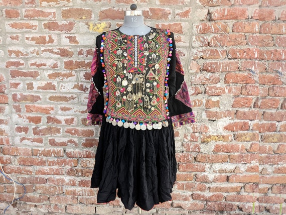 Afghani Hand embroidered Vintage tribal Dress, Afg