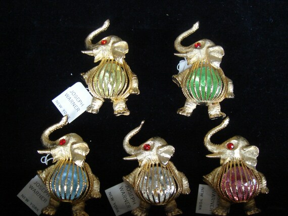 Vintage Rhinestone (Republican) RNC Elephant Pin signed Warner View 5