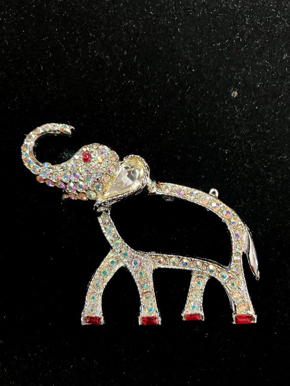 Vintage Rhinestone ( Republican) RNC Elephant Pin signed Oleet