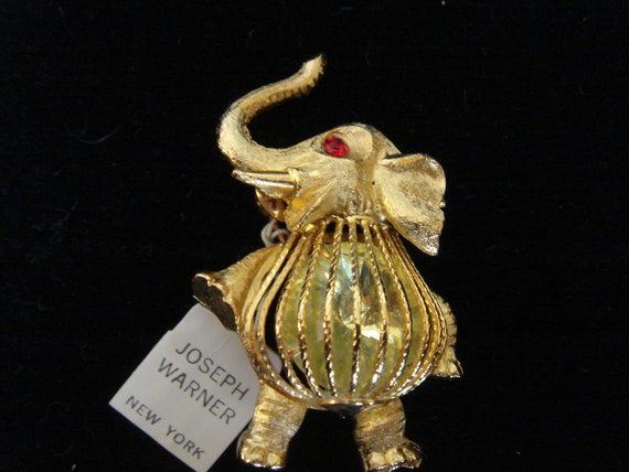 Vintage Rhinestone (Republican) RNC Elephant Pin signed Warner View 4