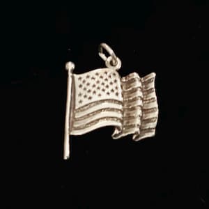 Vintage Sterling Silver USA Flag Charm/Pendant made in USA