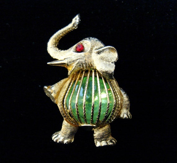 Vintage Rhinestone (Republican) RNC Elephant Pin signed Warner