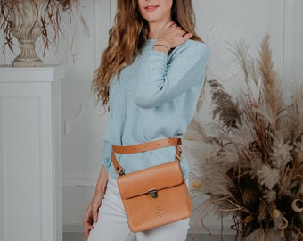 Sac à la taille en cuir brun clair, sac ceinture, sac à bandoulière, sac à main pour femme