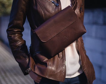 Handgemachte braune Leder Gürteltasche, Handtasche oder Crossbody Tasche