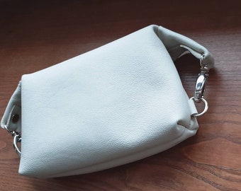 Beige leather cosmetic bag