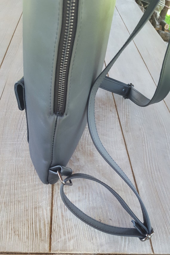 Grey leather rucksack womens sale