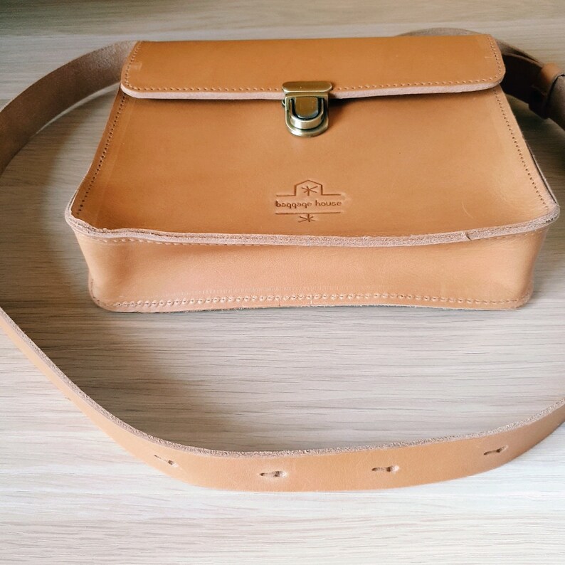 Light brown leather waist bag, belt bag, crossbody bag, women purse image 4