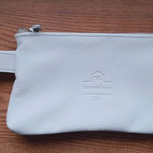 Beige leather cosmetic bag