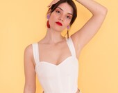 Vintage inspired bustier top corset crop top lace up top with adjustable tie lace up bodice