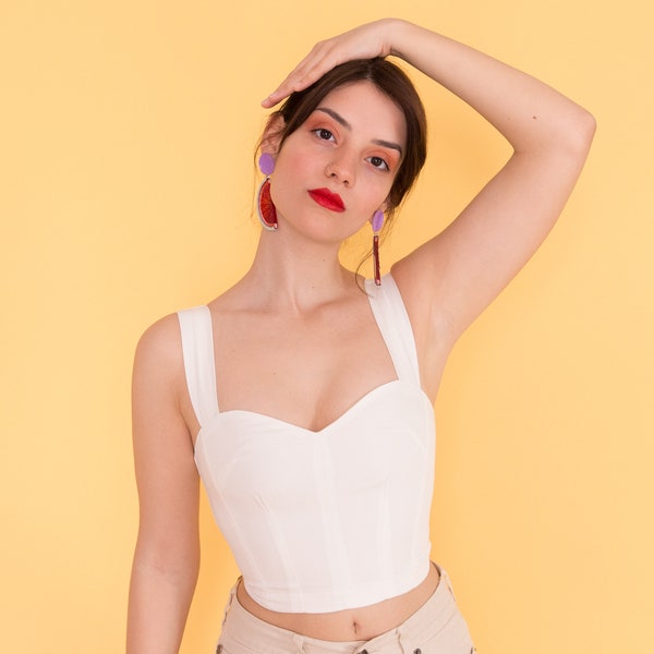 Natural Linen Bustier Top: Sweetheart Corset with Adjustable Lace-Up