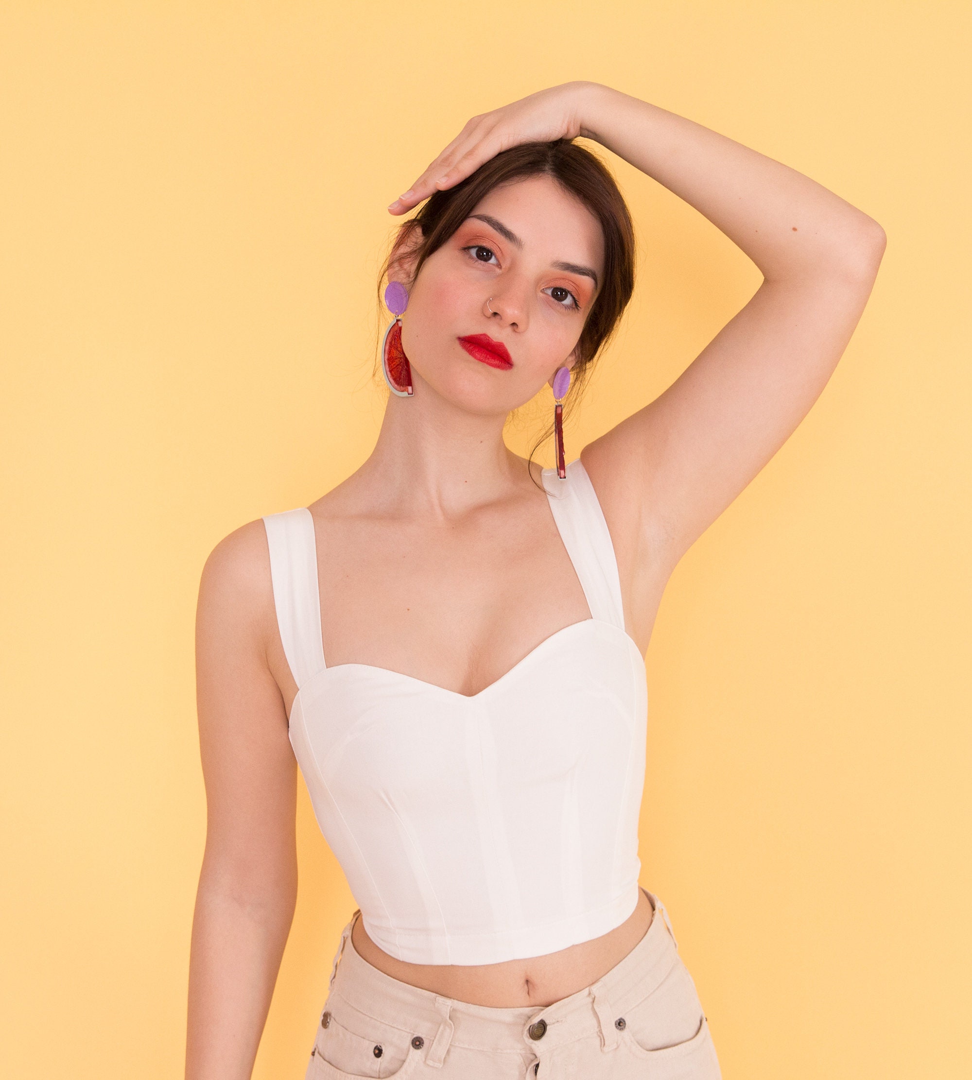 Shape White Woven Corset Crop Top, White, £23.00